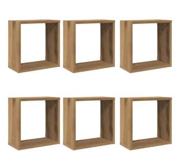 Set van 6 Kubus Wandplanken – Ambachtelijk Eiken, Huis en Inrichting, Kasten | Boekenkasten, Verzenden, Nieuw