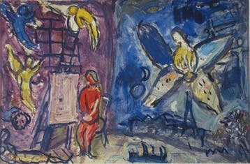 Marc Chagall (1887-1985) - Peintre, ange et tour Eiffel