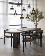 Eettafel Bobbie - 215cm - Zwart/Bruin - 96249 - eettafel, Nieuw, Overige vormen, Overige materialen