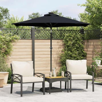 vidaXL Parasol met stalen paal 225x225x212 cm zwart, Verzenden, Nieuw, 2 tot 3 meter