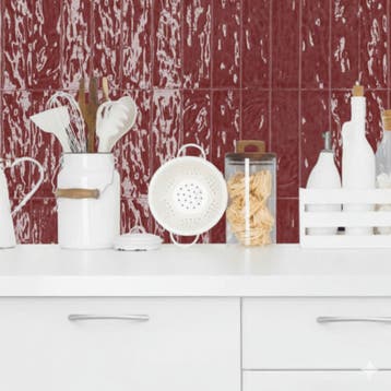 Wandtegel Ragno Elements Licht Relieve Ruby Rood Glans 7x25, Nieuw, 20 tot 40 cm, 10 m² of meer, Wandtegels
