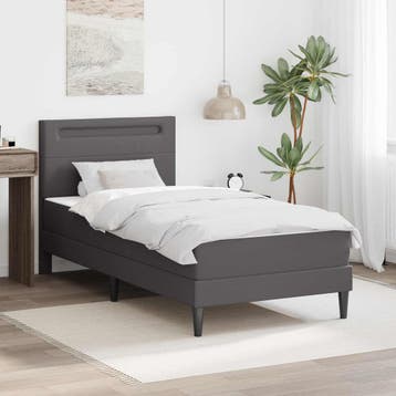vidaXL Bedframe met LED-stripverlichting Grijs 100 x 200 cm, Overige materialen, Eenpersoons, Verzenden, Nieuw