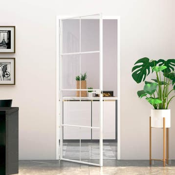 vidaXL Binnendeur 83x201,5 cm gehard glas en aluminium smal, Verzenden, Nieuw