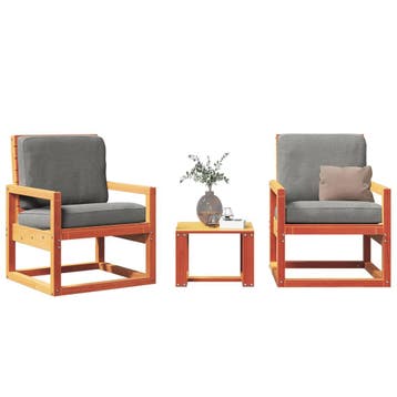 vidaXL 3-delige Loungeset massief grenenhout wasbruin, Verzenden, Nieuw, Loungeset