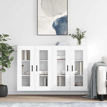 vidaXL Hangkasten 2 st bewerkt hout wit, Verzenden, Nieuw, Overige houtsoorten