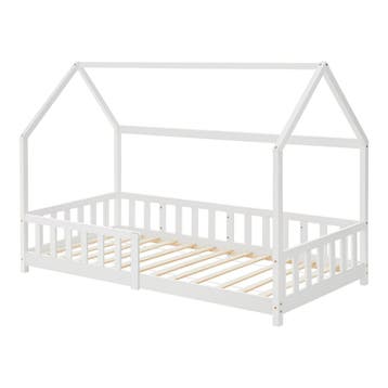 Kinderbed Hesel huisbed met uitvalbeveiliging 90x200 cm wit, Verzenden, Nieuw