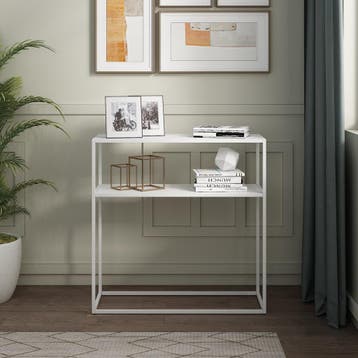 Consoletafel Kuhmo 80x80x30 cm wit [en.casa], Huis en Inrichting, Tafels | Sidetables, Verzenden, Nieuw