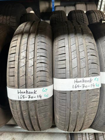 165-70-14 Hankook Zomerbanden 6.5mm Incl Montage 165 70 14, Auto-onderdelen, Banden en Velgen, Ophalen, 14 inch, Gebruikt, Band(en)