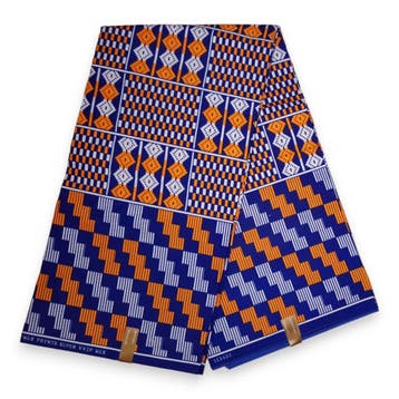 Afrikaanse stof - Blauw Oranje Pattern - Polycotton, Ophalen of Verzenden, Nieuw