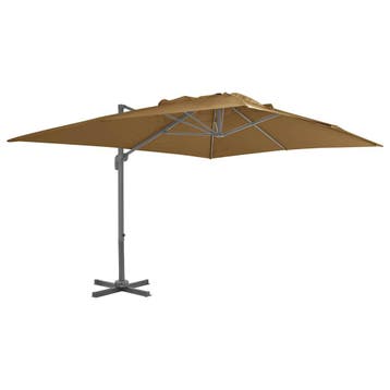 vidaXL Zwevende parasol met aluminium paal 400x300 cm taupe, Verzenden, Nieuw, Meer dan 4 meter