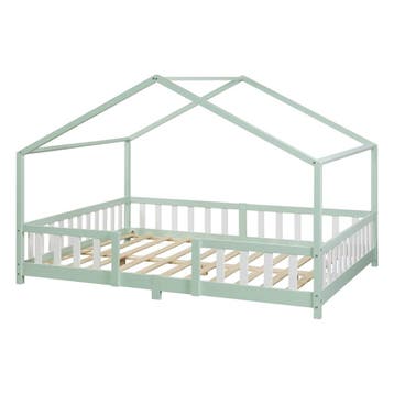 Kinderbed Treviolo huisbed 120x200 cm mint en wit [en.casa], Verzenden, Nieuw