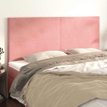 vidaXL Hoofdbord roze 200x5x118/128 cm fluweel, Verzenden, Nieuw, Stof