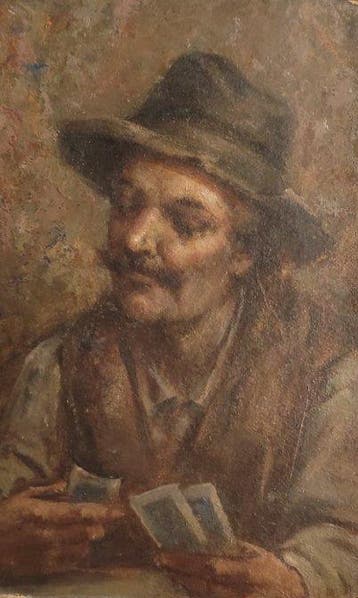 Nazzareno Sidoli (1879–1969) - Giocatore di Carte, Antiek en Kunst