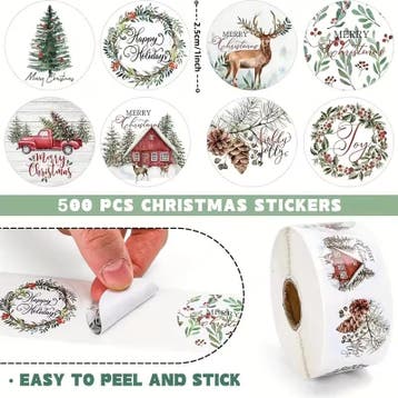 Sluitstickers kerstetiketten merry christmas rustieke kerst, Ophalen of Verzenden, Nieuw