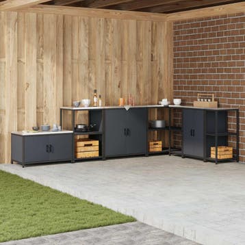 vidaXL Keukenopslag Kast HATTEM Antracietkleurig 90 x 50 x, Verzenden, Nieuw