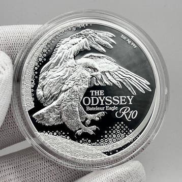 Zuid-Afrika. 10 Runds 2025 – Bateleur Eagle – 2 oz Silver