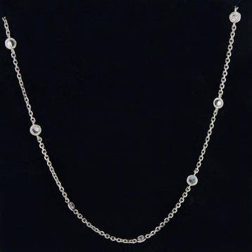 Halsketting - 18 karaat Witgoud - 1.12ct. tw. Saffier, Sieraden, Tassen en Uiterlijk, Nieuw