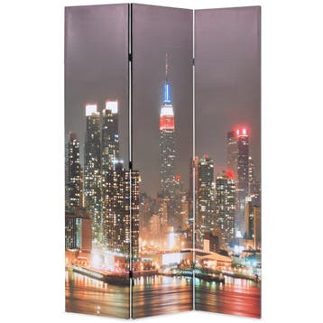 vidaXL Kamerscherm inklapbaar New York bij nacht 120x170 cm, Verzenden, Nieuw