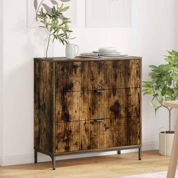 vidaXL Dressoir Gerookt eiken 79,5 x 33 x 82 cm Bewerkt hout, Verzenden, Nieuw, Overige houtsoorten, Minder dan 50 cm