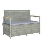Tuinbank Polyrattan 170L 2-zits Bank Met Opbergruimte Afneem, Tuin en Terras, Verzenden, Nieuw