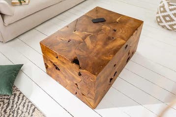 Massieve salontafel VIERKANT 90cm teakhouten kubus, Ophalen of Verzenden, Nieuw