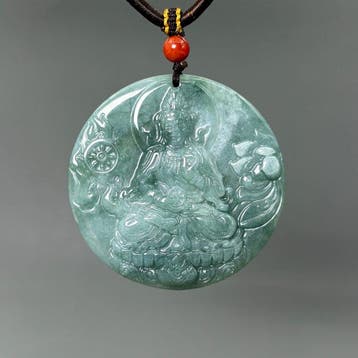 Gecertificeerde jadeiet (A-jade) Jade Guanyin-hanger -