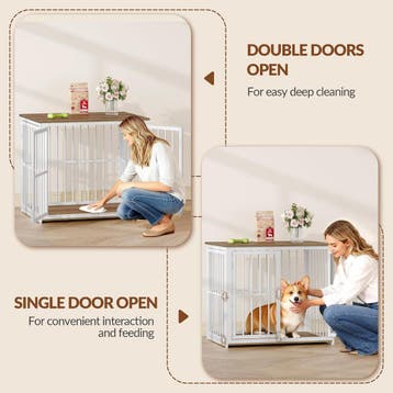 Fobyfurny Hondenbench Meubel, 80 cm Houten Hondenbench met 3, Verzenden, Zo goed als nieuw