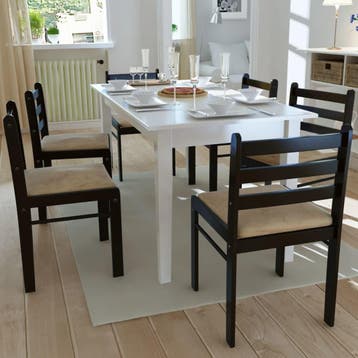 vidaXL Eetkamerstoelen 6 st massief hout en fluweel bruin, Verzenden, Nieuw, Bruin