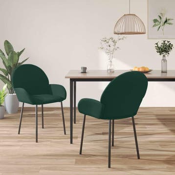 vidaXL Eetkamerstoelen 2 st fluweel donkergroen, Huis en Inrichting, Stoelen, Verzenden, Nieuw