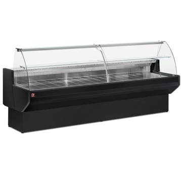 Gekoelde vitrinetoonbank gebogen ruit, geventileerd, met res, Verzenden, Nieuw in verpakking, Koelen en Vriezen