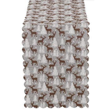 Tafelkleed -Kerst - Rendier - Grijs - Stof - 186 x 35 CM, Ophalen of Verzenden, Nieuw
