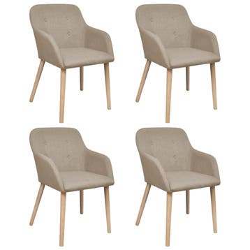 vidaXL Eetkamerstoelen 4 st stof en massief eikenhout beige, Verzenden, Nieuw
