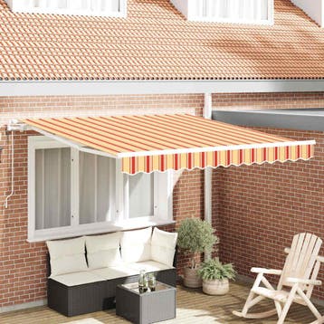 vidaXL Elektrisch zonnescherm 3 x 2,5 m Geel, oranje en wit, Verzenden, Nieuw