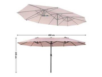 Dubbele parasol Ziigo, LY017ta, taupe, Tuin en Terras, Nieuw