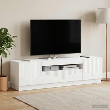 vidaXL LED tv-meubel Wit Bewerkt hout, Minder dan 50 cm, Verzenden, Nieuw, Minder dan 100 cm
