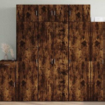 vidaXL buffetkast 70x42,5x185 cm bewerkt hout gerookt, Minder dan 50 cm, Verzenden, Nieuw, Minder dan 100 cm
