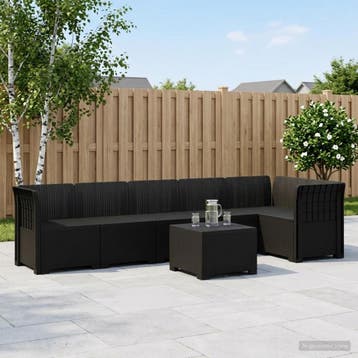 vidaXL 6-Zits Tuin Sofa Rattan Look PP Antraciet, Verzenden, Nieuw