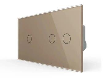 Touchscreen Schakelaar | Goud Glas | Smart Design | 1 + 2 |, Ophalen of Verzenden, Nieuw, Schakelaar
