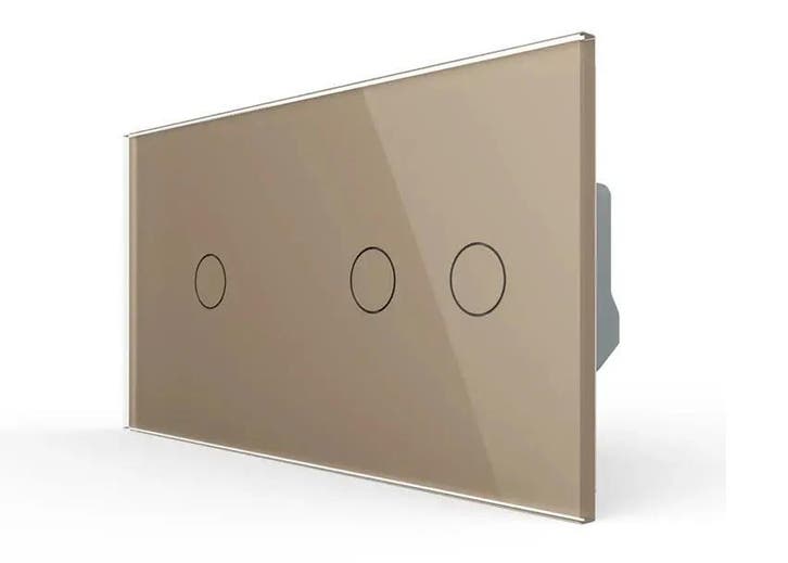 Touchscreen Schakelaar | Goud Glas | Smart Design | 1 + 2 |, Doe-het-zelf en Verbouw, Elektra en Kabels, Schakelaar, Nieuw, Ophalen of Verzenden