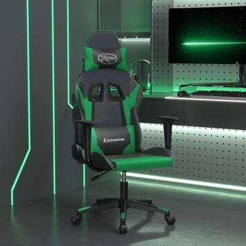 vidaXL Massage gamestoel kunstleer zwart en groen, Verzenden, Nieuw, Groen