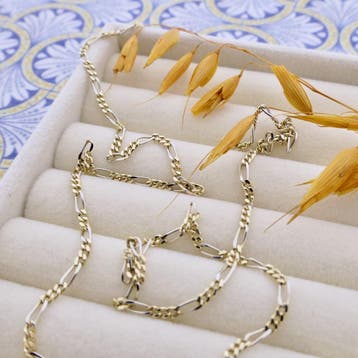 Bicolor gouden Figaro schakelketting, Ophalen of Verzenden, Gebruikt, Goud, Goud