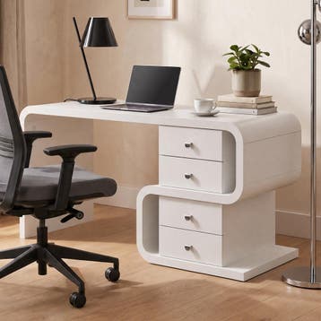 *WOONWINKEL* Kare Design Club Snake Bureau Retro Design Wit, Huis en Inrichting, Bureaus, Verzenden, Nieuw