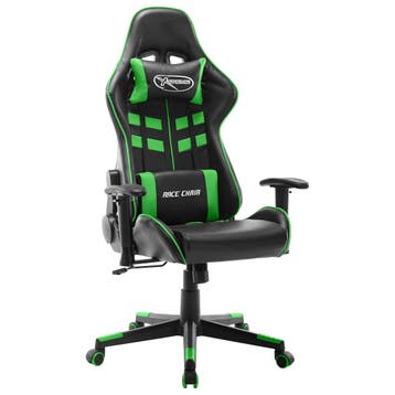 vidaXL Gamestoel kunstleer zwart en groen, Huis en Inrichting, Verzenden, Nieuw, Groen