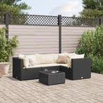 vidaXL 5-delige Loungeset met kussens poly rattan zwart, Tuin en Terras, Verzenden, Nieuw, Rotan, Loungeset