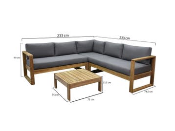 Dubai hoek loungeset 4 delig teak, Ophalen of Verzenden, Nieuw, Teakhout