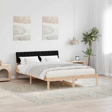 vidaXL Bedframe Bruin en zwart 135 x 190 cm Massief, Bruin, Verzenden, Nieuw, Twijfelaar