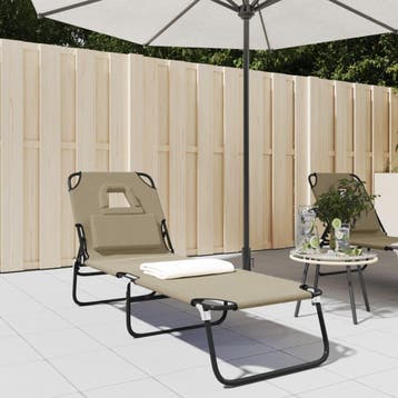 vidaXL Ligbed inklapbaar oxford stof en gepoedercoat staal, Tuin en Terras, Verzenden, Nieuw