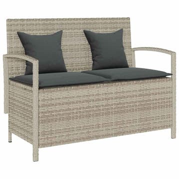 vidaXL Tuinbank met kussen poly rattan lichtgrijs, Tuin en Terras, Verzenden, Nieuw