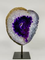 Very rare purple agate - rock crystal on stand Gepolijste -