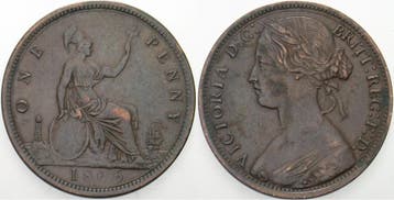 Penny 1866 Großbritannien Victoria 1837-1901, Verzenden